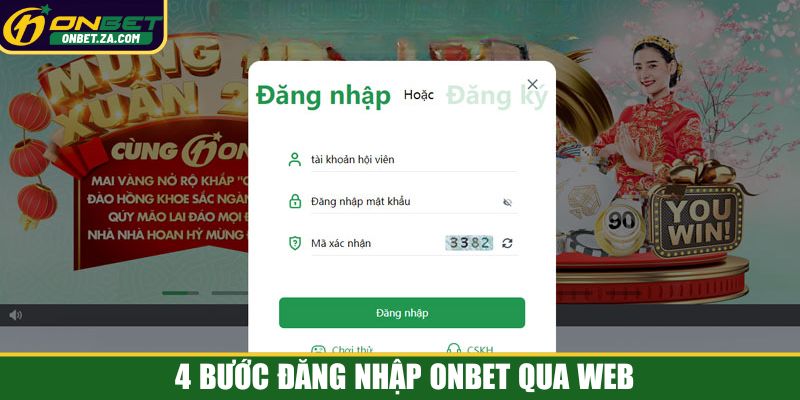 4 bước đăng nhập Onbet qua web