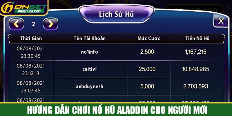 Hướng dẫn chơi nổ hũ Aladdin cho người mới