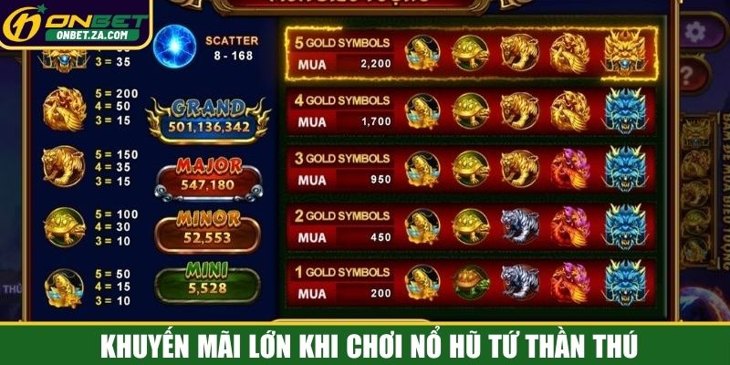 Khuyến mãi lớn khi chơi nổ hũ Tứ Thần Thú
